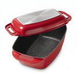 Bräter Schmortopf 43x26 cm Rot | mit Deckel
