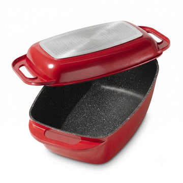 Bräter Schmortopf 43x26 cm Rot | mit Deckel
