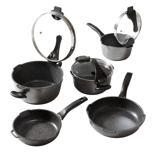 Future Topfset 8 tlg.  mit Siebglas Deckel, Induktion geeignet