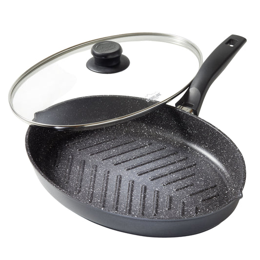 Fisch- und Schnitzelpfanne Oval 35x24 cm | mit Deckel