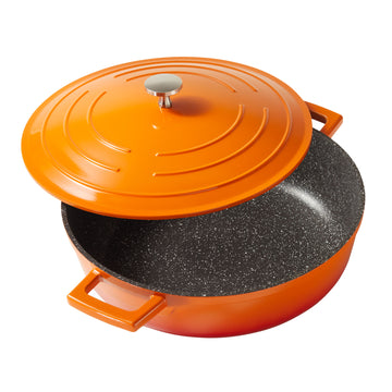 Cocotte Bräter Rund 28 cm Orange | mit Deckel